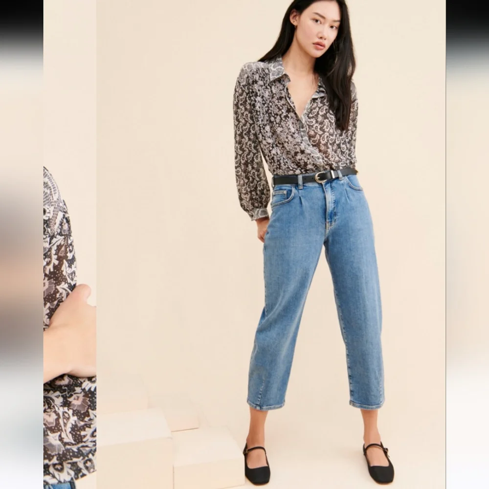 Free People Danni Button‎ down blouse snake print floral top
